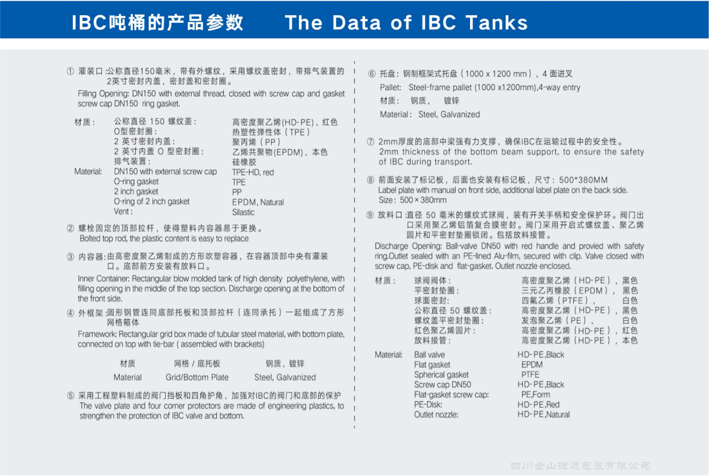 IBC 吨桶的产品参数